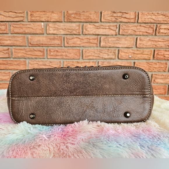 American Bling Conceal Carry Brown Studded Tote Bag - Picture 5 of 14